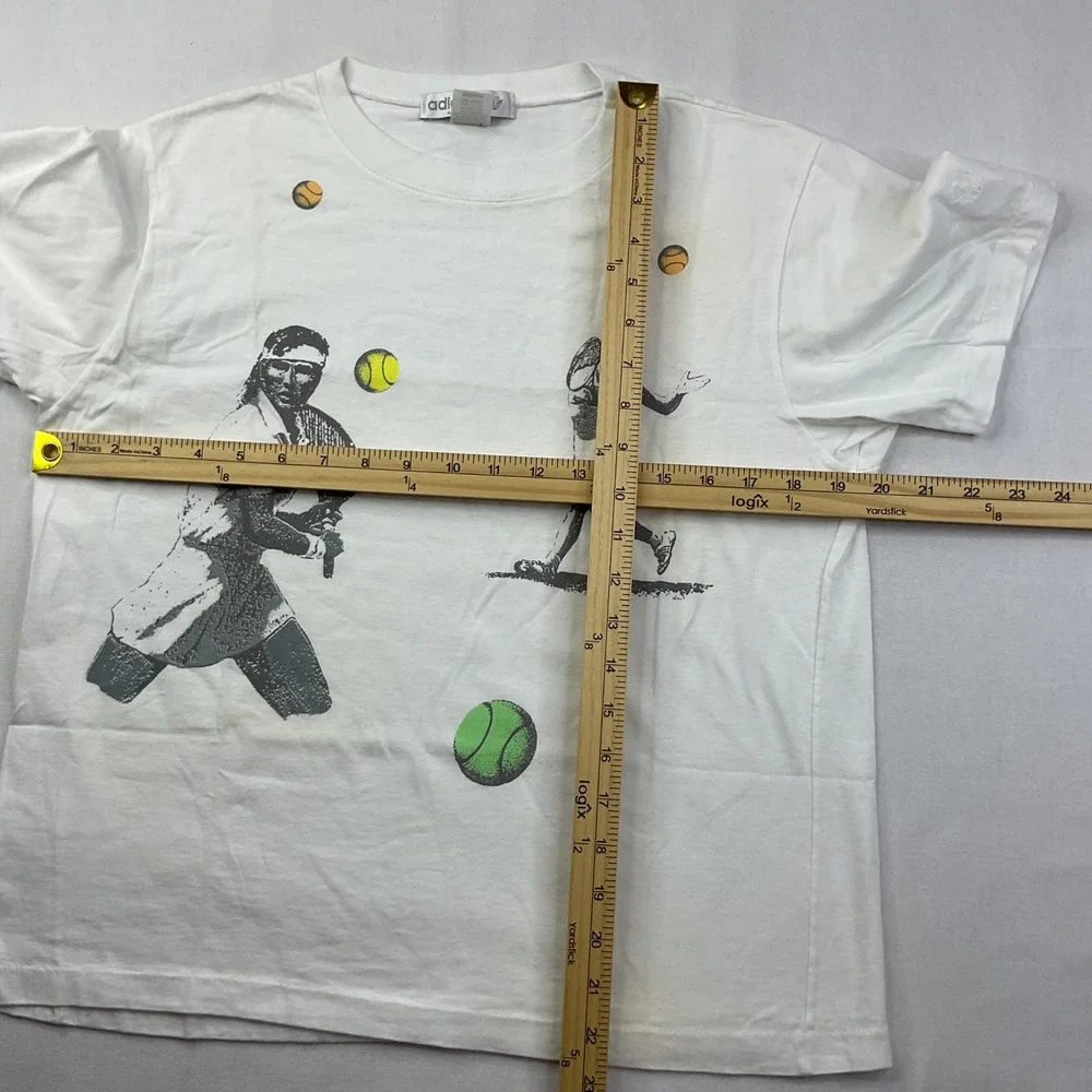 Vintage Adidas Tennis 80's Graphic T-Shirt USA White Medium Single Stitch women